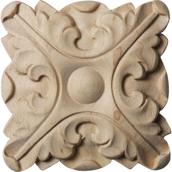 Ekena Millwork 2 3/4"W x 2 3/4"H x 1/2"P Acanthus Square Rosette, Maple ROS02X02ACMA - main